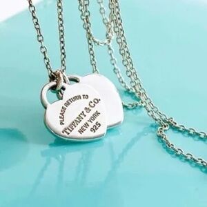 Tiffany & Co. RTT Double Heart Necklace Sterling Silver
